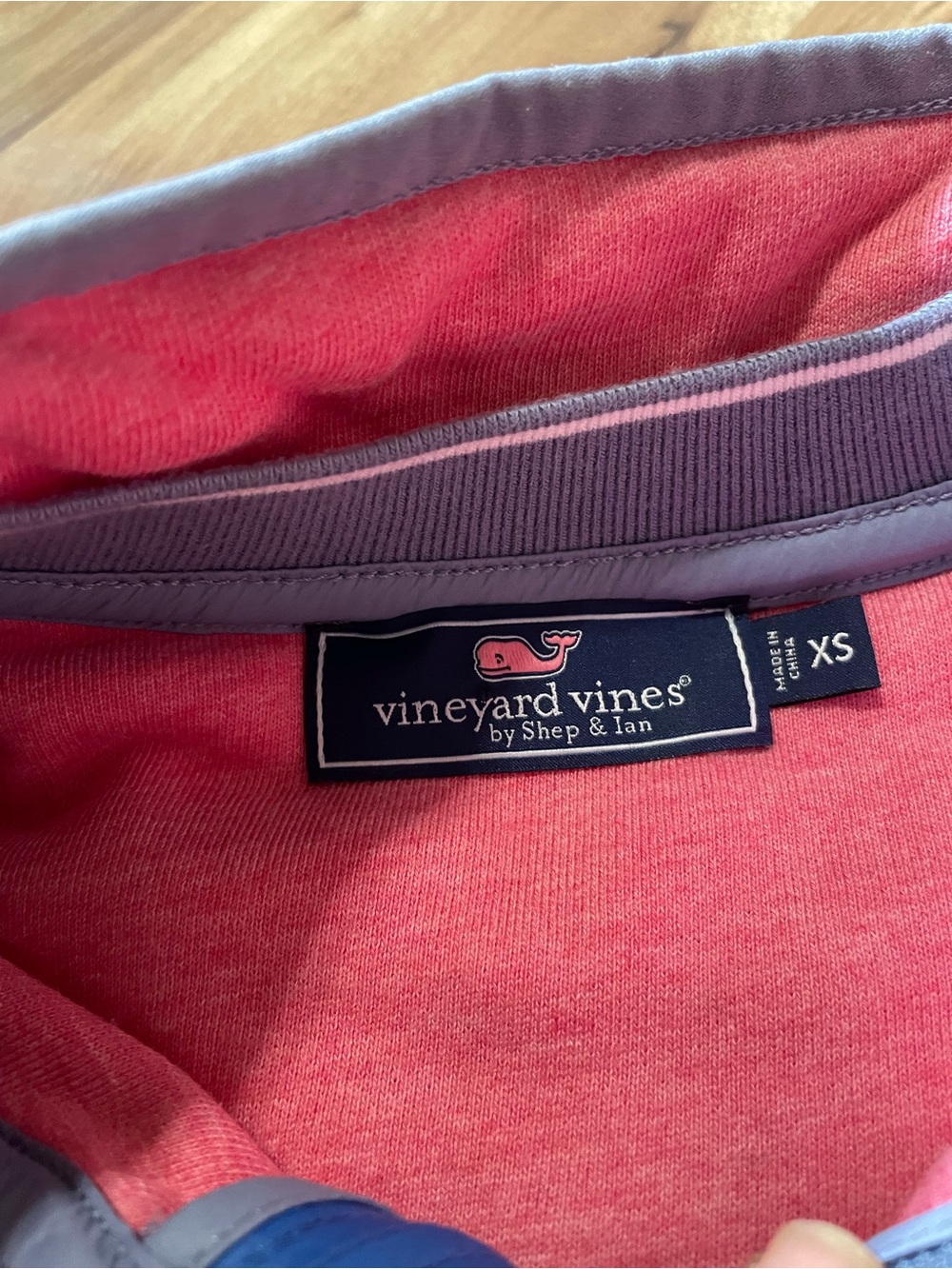 Vineyard Vines Pink & Grey Quilted Yoke Quarter Zip Sweatshirt XS Oversized - Picture 7 of 9